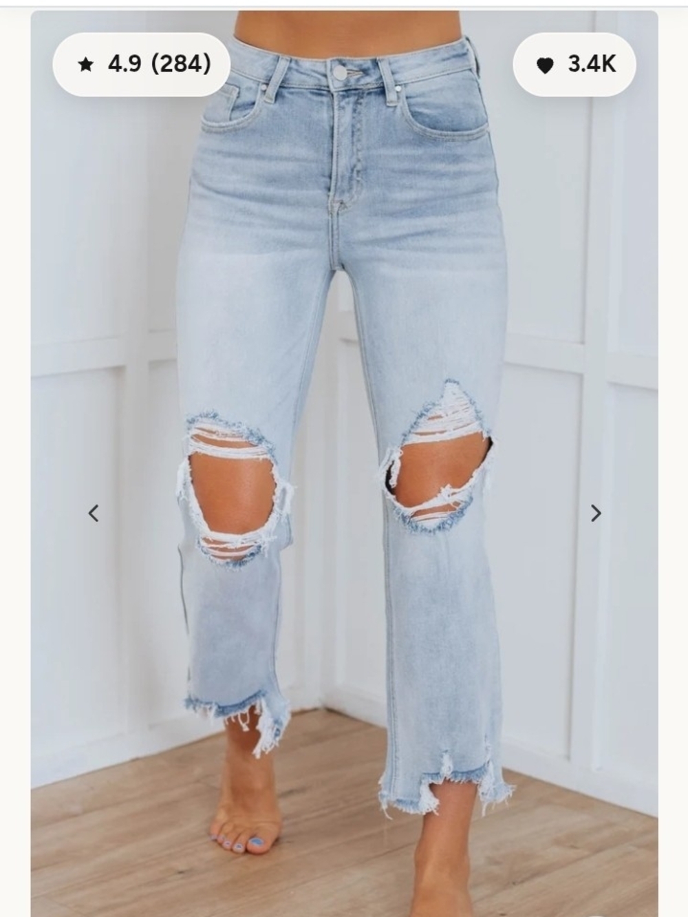 Risen WILD OAK BOUTIQUE High-Rise Light Blue Distressed Cropped Jeans - Women